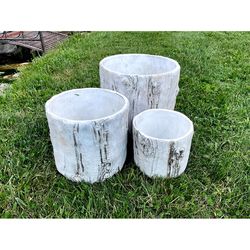 Marshall Home and Garden 11 in. H X 10 in. W Ceramic Tree Trunk Garden Planter White
