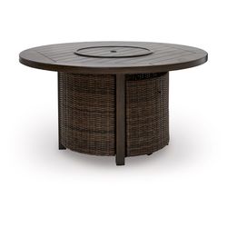 Signature Design by Ashley Drakes Beach Brown Round Aluminum Casual Fire Pit Table