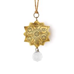 Matr Boomie Antique Gold Glass/Metal 0.25 in. H X 4.5 in. L X 3.5 in. W Lotus Engraved Suncatcher