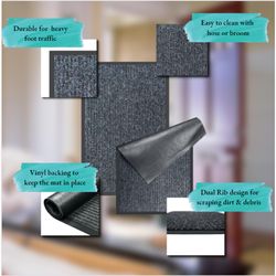 Southern Oaks 21 in. W X 36 in. L Charcoal Polypropylene Door Mat
