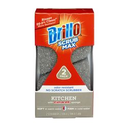 Brillo Scrub Max Medium Duty Antibacterial Sponge For Kitchen 3 in. L 2 pc