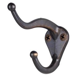 Ace 3 in. L Antique Brass Gold Brass Small Coat and Hat Hook 2 pk