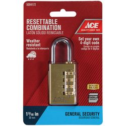 Ace 1-7/8 in. H X 1-1/4 in. W X 1/2 in. L Brass 4-Dial Combination Padlock