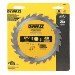DEWALT 5-3/8 in. D X 10 mm Tungsten Carbide Circular Saw Blade 24 teeth 1 pk
