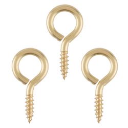 Ace 3/16 in. D X 1-5/8 in. L Polished Brass Screw Eye 45 lb. cap. 3 pk