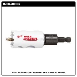 Milwaukee Hole Dozer 1-1/4 in. Bi-Metal 2.7 in. L X 3/8 in. D Hole Saw with Arbor and Pilot Bit Arbo