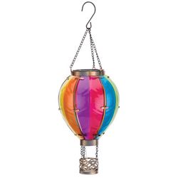 Regal Art & Gift 15 in. Solar Power Glass/Metal Hot Air Balloon Multicolored Lantern