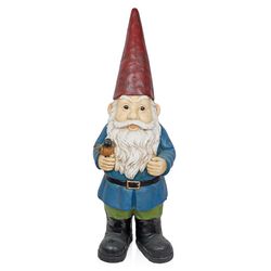Alpine Ceramic Multi-color 48 in. Gnome with Bird Statue