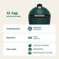 Big Green Egg 24 in. XLarge EGG Package with Modular Nest and Side Table with Acacia Inserts Charcoa