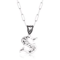Montana Silversmiths Unisex Western Initial S Black/Silver Necklace