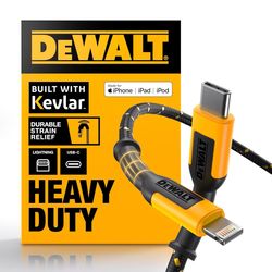 DeWalt Lightning to USB-C Cable 4 ft. Black/Yellow
