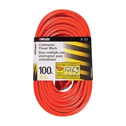 Woods Indoor or Outdoor 100 ft. L Orange Extension Cord 12/3