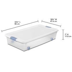 Sterilite 56 qt Clear/White Latch Storage Box 7 in. H X 33-7/8 in. W X 18-3/4 in. D Stackable