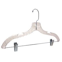 ClosetSelect Plastic Clear Suit Hanger with Clips 2 pk