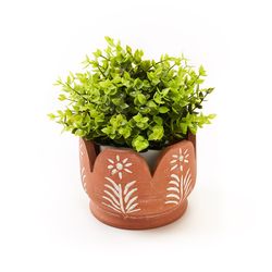 Matr Boomie Vasanta 4 in. H X 5 in. W X 5 in. D Terracotta Petals Planter Box Terracotta