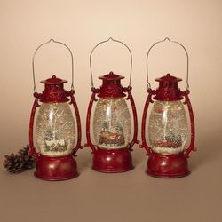 Gerson Multicolored Holiday Spinning Water Globe Lantern 10 in.
