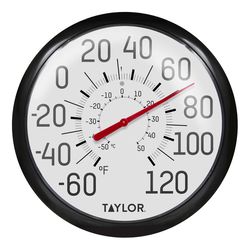Taylor Dial Thermometer Plastic Black/White 13.25 in.