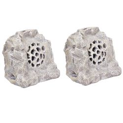 Alpine White Iron/Magnesia 12.9 in. H Outdoor Rock Speaker