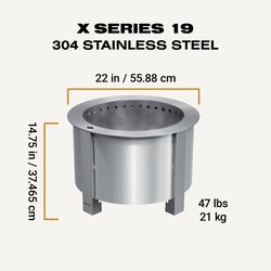 Breeo X Series 19 in. W Stainless Steel Outdoor Round Wood Fire Pit