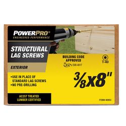 PowerPro 3/8 in. X 8 in. L Star Carbon Steel Lag Screw 1 pk