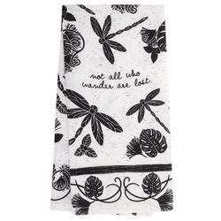 Karma Boho Black and White Cotton Dragonfly Tea Towel 1 pk