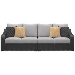 Signature Design by Ashley Beachcroft Black Aluminum Frame Casual Loveseat Light Gray