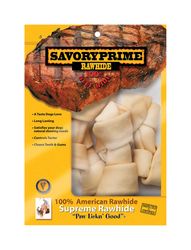 Savory Prime American Supreme Medium Adult Knotted Bone Beef Rawhide 6-7 in. L 6 pk