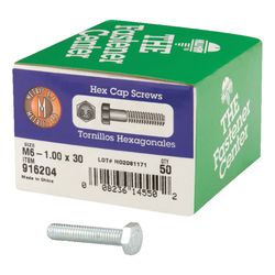 HILLMAN M6-1.00 mm D X 30 mm L Heat Treated Steel Hex Head Cap Screw 1 pk