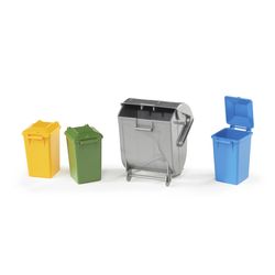 Bruder Trash Bin Set Toy Multicolored 4 pc
