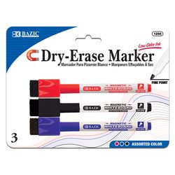 Bazic Products Low Odor Assorted Color Dry Erase Markers 3 pk