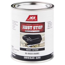 Ace Rust Stop Indoor and Outdoor Gloss Black Oil-Based Enamel Rust Prevention Paint 1 qt