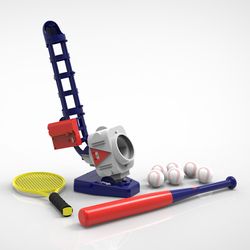 iPlay iLearn 2 in 1 Baseball and Tennis Pitching Machine Set Multicolored