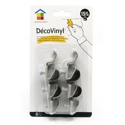 Under The Roof Decorating DecoVinyl White Hanging Hooks 15 lb 6 pc