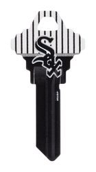 HILLMAN MLB Chicago White Sox House/Office Key Blank 68 Single For Schlage Locks Black/White