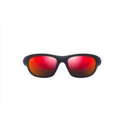 Maui Jim Haulani Sunglasses Unisex Matte Solid Dark Blue w/Orange Frame Hawaii Lava Lens Polarized