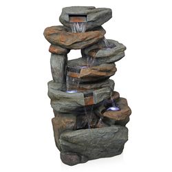 Alpine Polyresin Assorted 41 in. H Fountain with LED Light