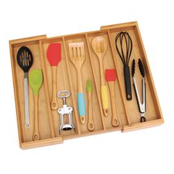 Lipper International 2.5 in. H X 12.75 in. W X 18 in. D Bamboo Adjustable Utensil Tray
