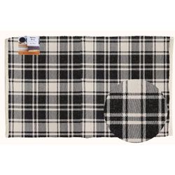 First Concept 36 in. W X 24 in. L Black/White Checkered Polyester Accent Rug