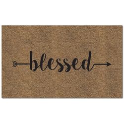 Americo Home Flocked KoKo 18 in. W X 30 in. L Black/Tan Blessed Coir Door Mat