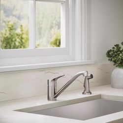 Sterling Valton One Handle Vibrant Stainless Kitchen Faucet Side Sprayer Included