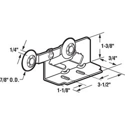 Prime-Line 7/8 in. D X 1/4 in. L Mill Plastic/Steel Roller Assembly 2 pk
