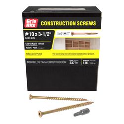 Grip-Rite No. 10 wire X 3-1/2 in. L Star Flat Head Coarse Construction Screws