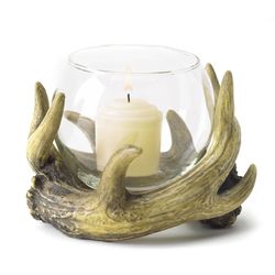 Gallery of Light 3.625 in. H X 5.375 in. L Deer Antler Poly Resin Candle Holder
