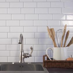 Smart Tiles 8.38 in. W X 11.56 in. L White Mosaic Vinyl Adhesive Wall Tile 4 pc