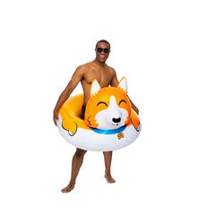 BigMouth Orange/White Vinyl Inflatable Corgi Pool Float