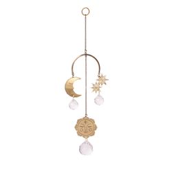 Matr Boomie Antique Gold Glass/Metal 0.25 in. H X 8.75 in. L X 3.75 in. W Engraved Moon/Sun Mobile