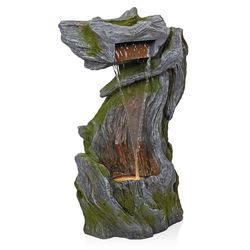 Alpine Resin/Stone Powder/Sand Assorted 32 in. H Tree Bark Fountain with LED Light