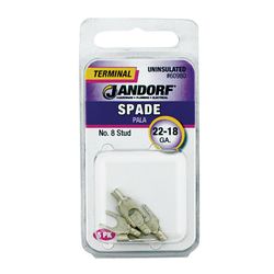 Jandorf 22-18 Ga. Uninsulated Wire Spade Terminal Silver 5 pk