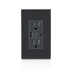 Leviton Decora 15 amps 125 V Type A/C Duplex Black Outlet and USB Charger 5-15R 1 pk