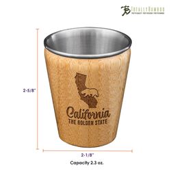 Totally Bamboo 2 oz Brown/Silver Stainless Steel/Wood Colorado Shot Glass